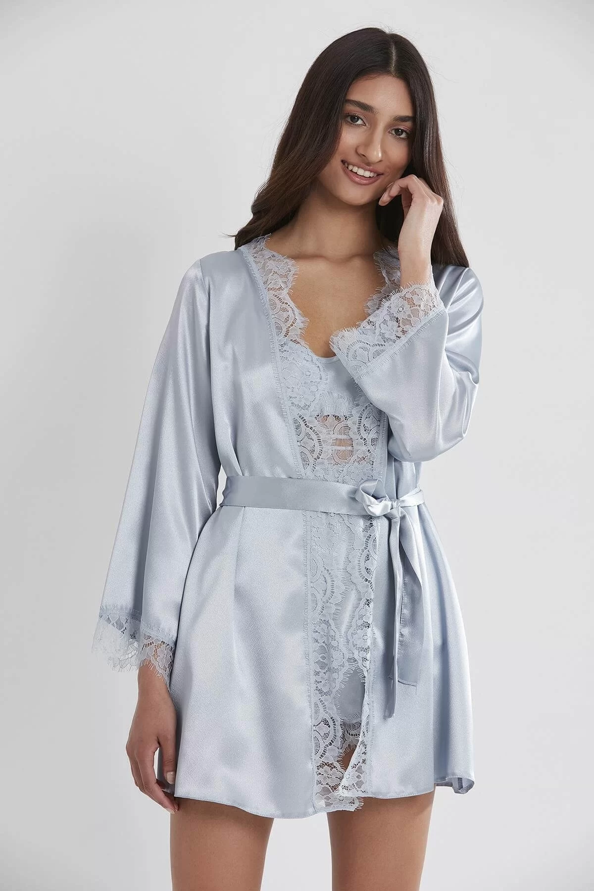 12357624138-36612574 Pierre Cardin 2490 Bayan Sabahlıklı Saten Şort Takım - Görsel 1
