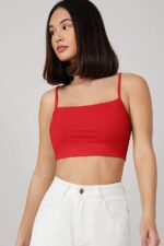 Kadın Kırmızı Ip Askılı Crop Top Büstiyer - Görsel 3