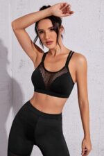 Kadın Siyah Fileli Crop Top Büstiyer