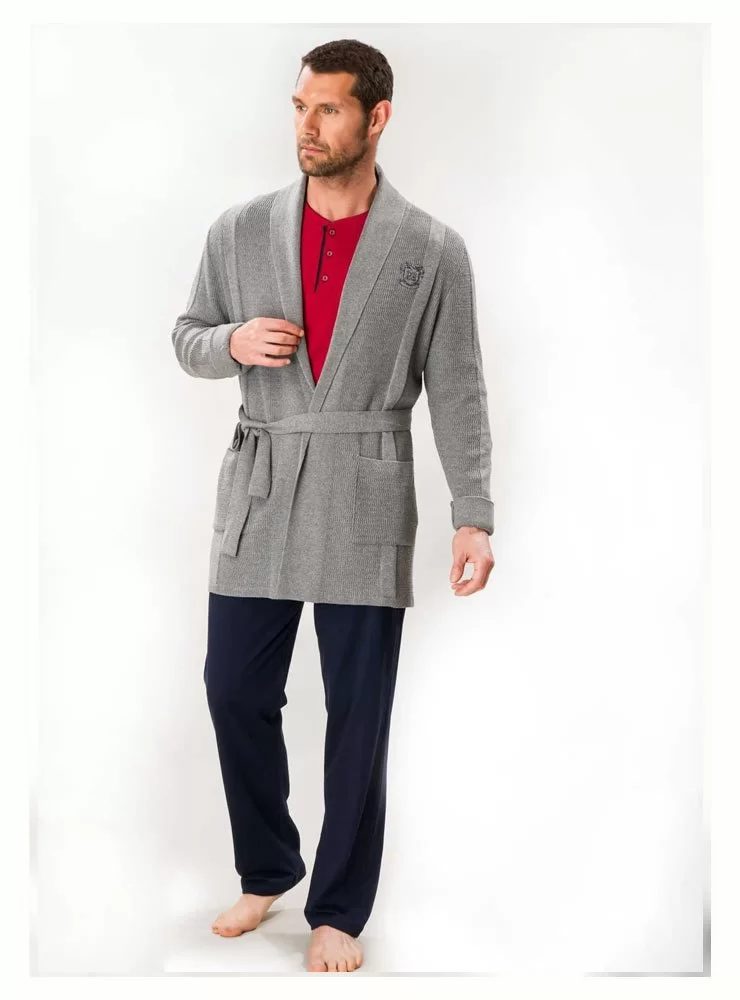 18428044655-21480142 D'S Damat 03004 5'li Triko Robdöşambr Damat Pijama Seti - Görsel 1