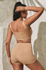 Kadın Krem Rengi Şortlu Crop Top Gecelik Takım - Görsel 2