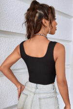 Kadın Siyah Göbek Dekolteli Crop Top Bluz - Görsel 2