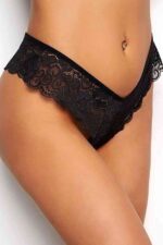 Kadın Siyah Dantelli Seksi Külot - Görsel 5