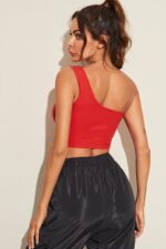 Kadın Kırmızı Tek Omuz Crop Büstiyer - Görsel 5