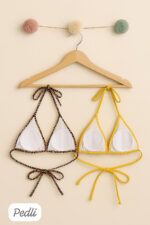 Kadın Leopar Desenli ve Sarı Minimal Kesim Üçgen Bikini Üstü - Görsel 4