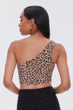Kadın Leopar Desenli Tek Omuz Crop Büstiyer - Görsel 3