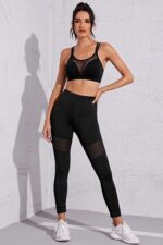 Kadın Siyah Fileli Crop Top Büstiyer - Görsel 4