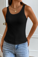 Kadın Siyah Kolsuz Kalın Askılı Uzun Crop Top Bluz & Atlet - Görsel 3