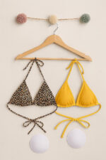 Kadın Leopar Desenli ve Sarı Minimal Kesim Üçgen Bikini Üstü - Görsel 3