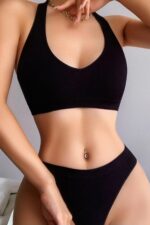 Kadın Siyah Seamless Tanga Sütyen Takım - Görsel 4