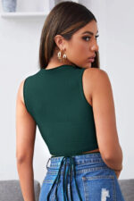 Kadın Yeşil Çapraz Bağlamalı Crop Top Büstiyer - Görsel 4