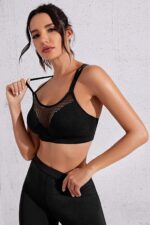 Kadın Siyah Fileli Crop Top Büstiyer - Görsel 2