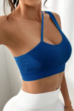 Kadın Mavi Tek Omuzlu Çapraz Askılı Crop Top Büstiyer - Görsel 5