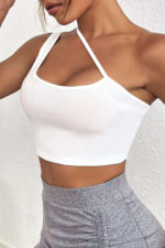 Kadın Beyaz Tek Omuzlu Çapraz Askılı Crop Top Büstiyer - Görsel 5