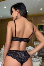 Kadın Siyah Dantel Bralet ve Slip Külotlu İç Çamaşır Takımı - Görsel 5