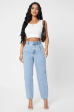 Kadın Beyaz Kare Yaka Crop Top Bluz - Görsel 3