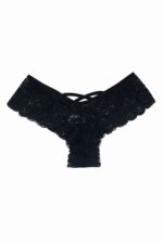 Kadın Siyah Dantelli Seksi Külot - Görsel 4