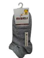 Gri melanj bambu çetik çorap askılı etiketiyle sunuluyor