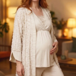 Bone 6209 Kadın 3'lü Dokuma Sabahlıklı Lohusa Pijama Takımı