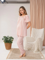 Bone 5806 Kadın 3'lü Sabahlıklı Lohusa Pijama Takımı - Görsel 2