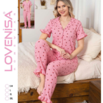 Lovenisa 12102 Kadın Bürümcük Düğmeli Pijama Takımı