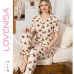 Lovenisa 12099 Kadın Bürümcük Düğmeli Pijama Takımı