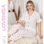 Lovenisa 12098 Kadın Bürümcük Düğmeli Pijama Takımı