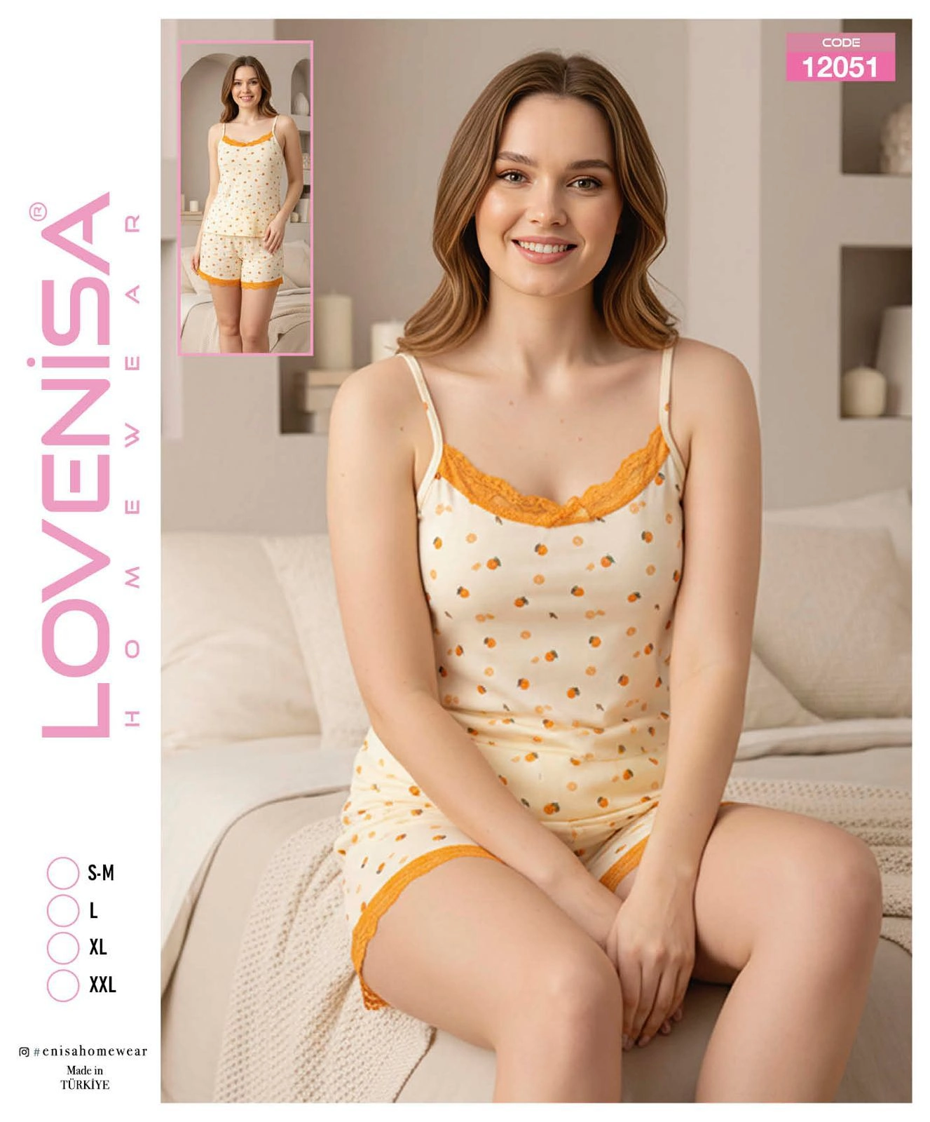 69d7bc3d02ebb-99666467-sw1327sh1600 Lovenisa 12051 Kadın Şortlu Takım - Görsel 1