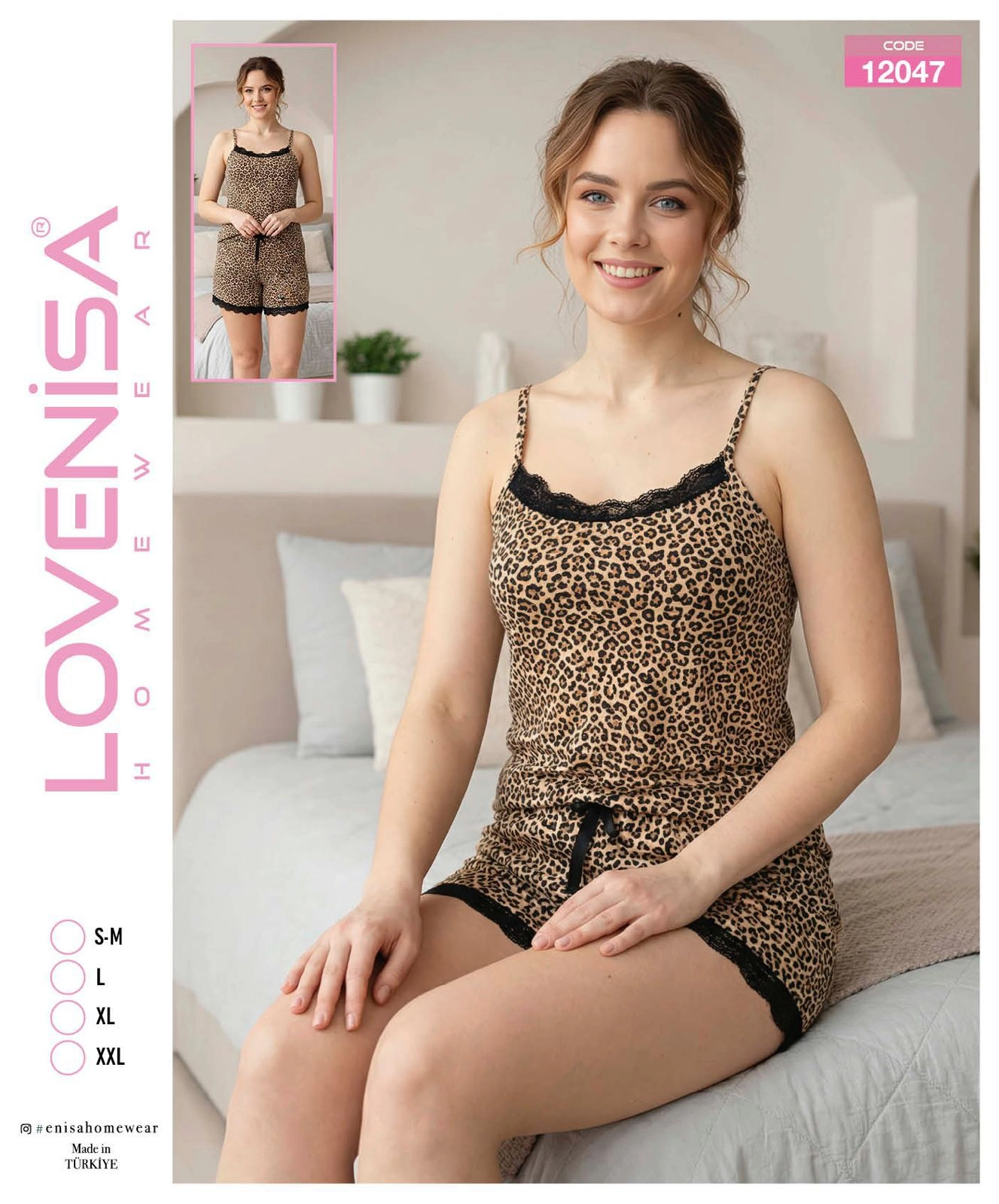 69d7be0f3d374-87473931-sw1327sh1600 Lovenisa 12047 Kadın Şortlu Takım - Görsel 1