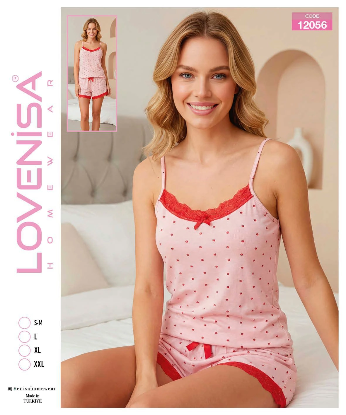 69d7be8a510d9-83230266-sw1181sh1417 Lovenisa 12056 Kadın Şortlu Takım - Görsel 1