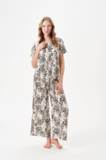 PJS 29049 Kadın Düğmeli Pijama Takım - Görsel 4