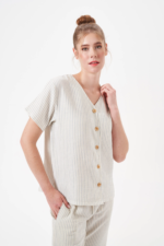 PJS 29098 Kadın Düğmeli Pijama Takım - Görsel 2