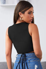 Kadın Siyah Çapraz Bağlamalı Crop Top Büstiyer - Görsel 2