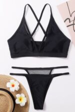 Kadın Siyah File Detaylı Özel Bikini Takımı - Görsel 4