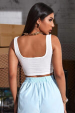 Kadın Beyaz Kalın Askılı Crop Top Büstiyer - Görsel 2