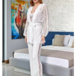Aqua 24584 Dantel Detay Sabahlıklı 3'lü Pijama Takımı