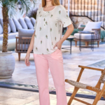 Aqua 25674 Kadın Kısa Kol Gül Desen Pijama Takımı