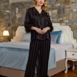 Aqua 26375 Çizgili Orjişli Gömlek Yaka Pijama Takımı