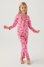 Barbie 1767-G Kız Çocuk Garson Gömlek Pijama Takımı - Görsel 2