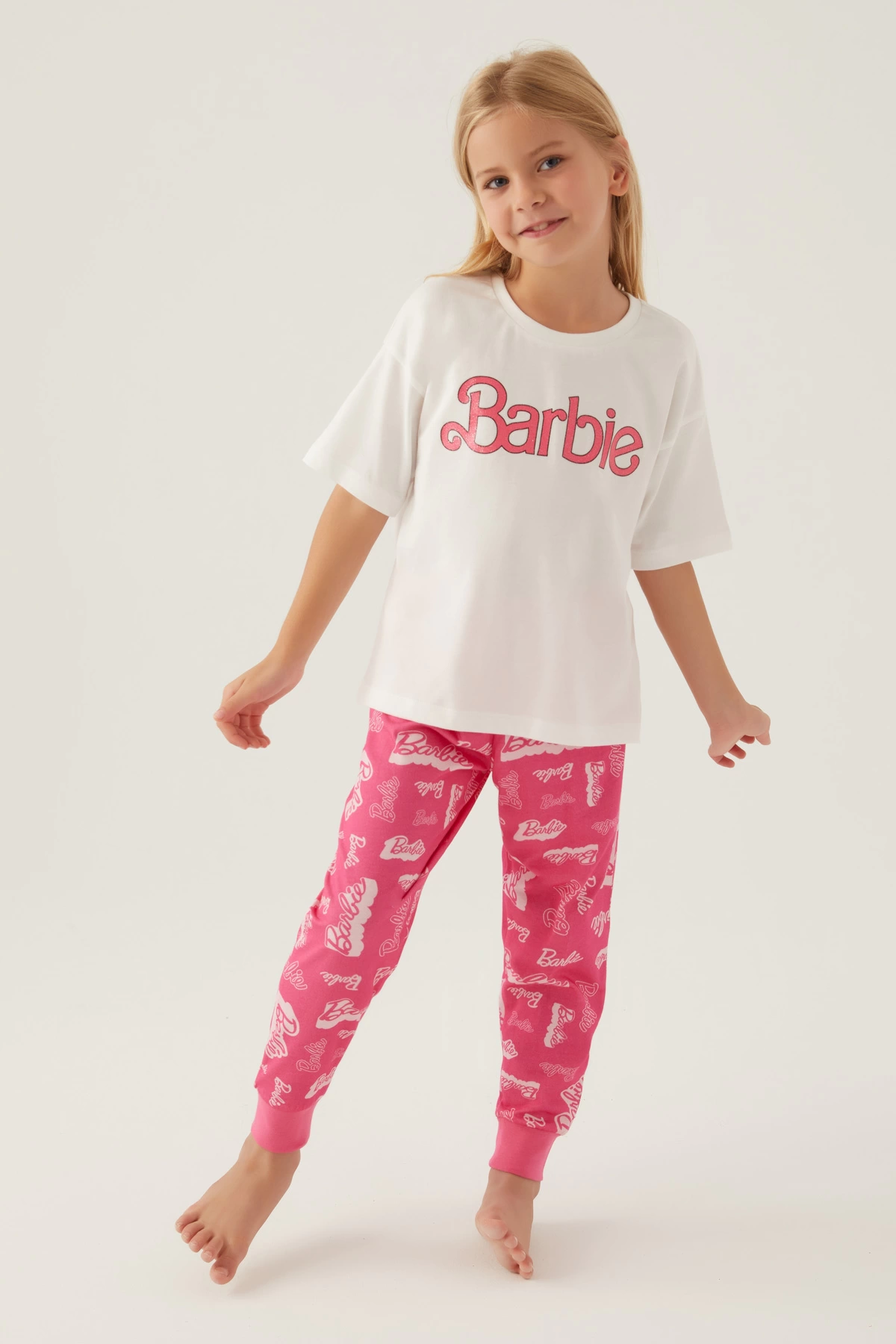 barbie-l1704-g-kiz-cocuk-kisa-kol-pijama-takimi-3167061-sw1200sh1800 Barbie L1704-G Kız Çocuk Kısa Kol Pijama Takımı - Görsel 1