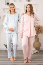 Bone 5905 Kadın Lohusa Viskon Klasik 3'Lü Pijama Takımı - Görsel 4