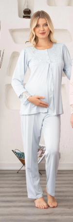 Bone 5905 Kadın Lohusa Viskon Klasik 3'Lü Pijama Takımı - Görsel 2