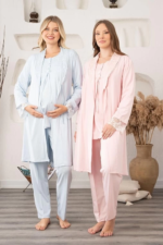 Bone 5905 Kadın Lohusa Viskon Klasik 3'Lü Pijama Takımı - Görsel 3