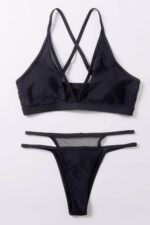 Kadın Siyah File Detaylı Özel Bikini Takımı - Görsel 5
