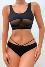 Kadın Siyah Çapraz Ip Detaylı Şık Bikini Takımı - Görsel 2