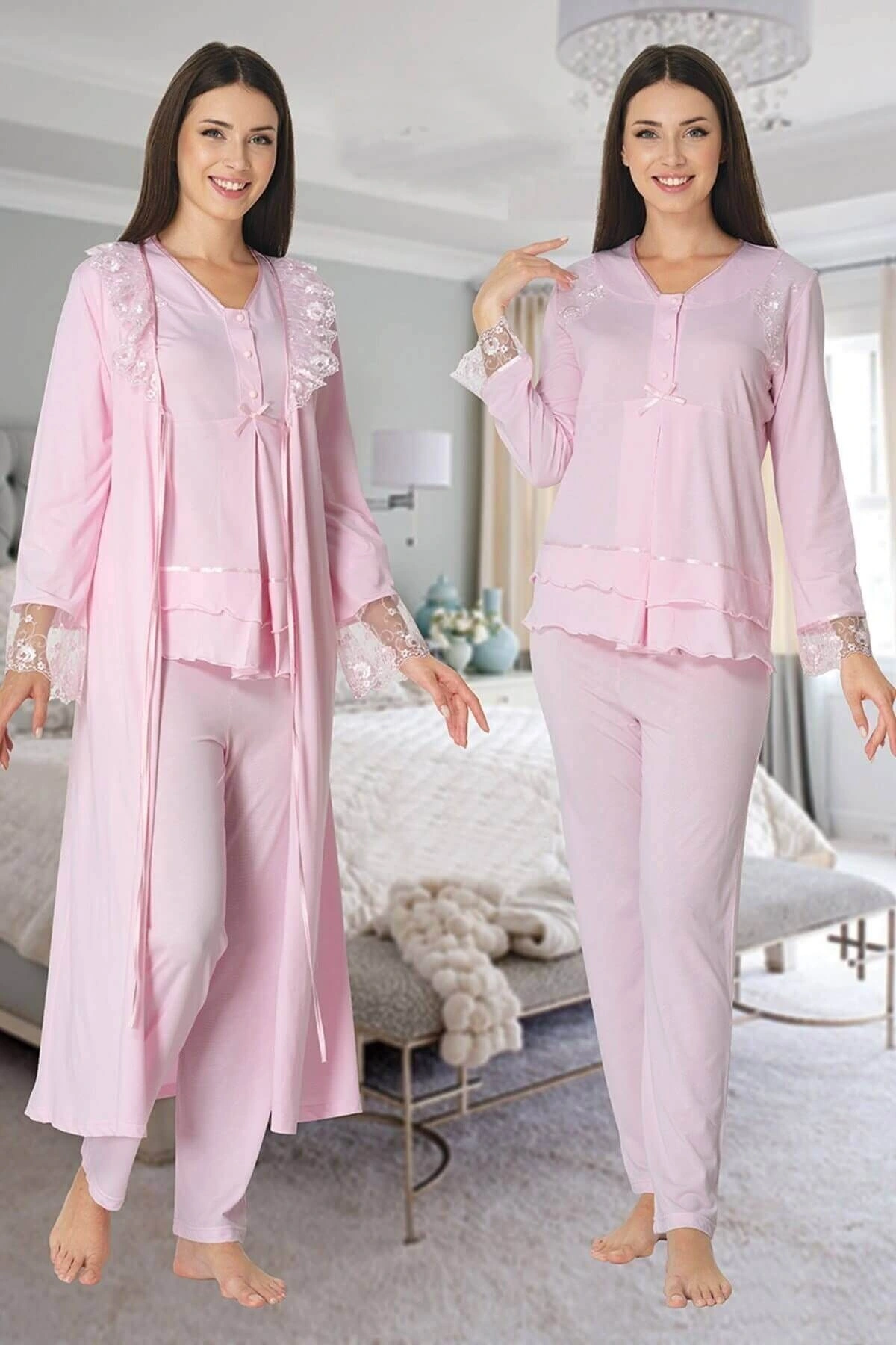 effortt-2424-uzun-dantel-sabahlikli-lohusa-pijama-47585945-sw1200sh1800 Effortt 2424 Uzun Dantel Sabahlıklı Lohusa Pijama - Görsel 1