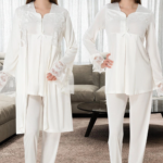 Effortt 4084 Dantelli Sabahlıklı Lohusa Pijama Takımı