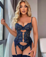 For Dreams 8465 Dantelli Kalp Aksesuar Detaylı Jartiyerli Büstiyer Çorap Takım