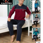 Kapitex 5817 Erkek Uzun Kol Düğme Yaka Pijama Takımı