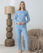 Lindros 0440 Kadın Süet Uzun Kol Pijama Takımı - Görsel 2